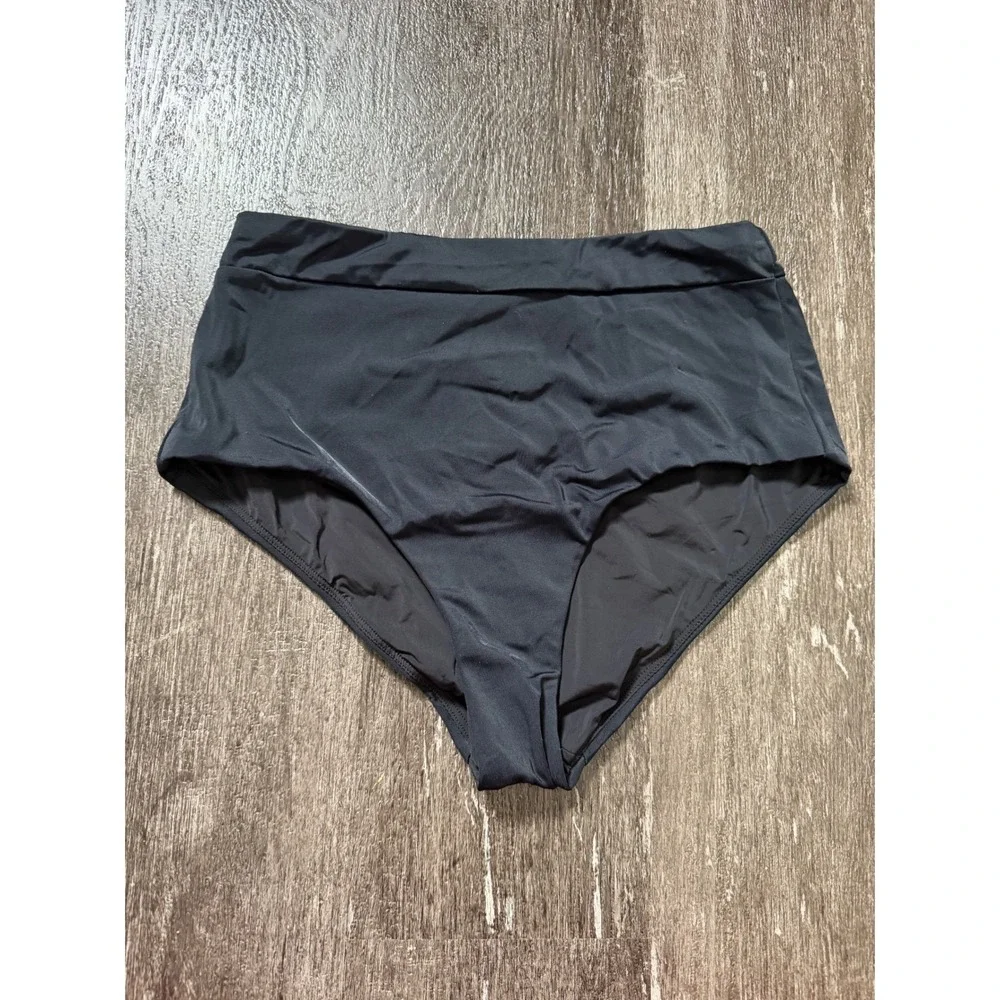 Andie‎ Swim Bikini Bottom Women XS Black Wide Band High Waisted AB454-BLK NWT